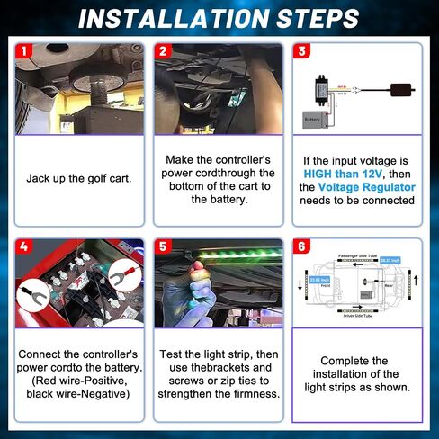 Golf Cart Underbody LED Lights 4pcs ، 12V - 80V Cart Golf Cart Underglow Light Kit Bluetooth App Control Colors for Ezgo Club Car Yamaha ، Music Mic Sync Myses (Commone Compltage Stelducer) in Saudi Arabia