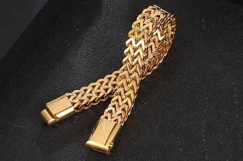 18K gold men's hip-hop Cuban chain solid 14K gold mesh bracelet Father's Day, birthday, Christmas gift in Saudi Arabia