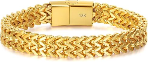 18K gold men's hip-hop Cuban chain solid 14K gold mesh bracelet Father's Day, birthday, Christmas gift in Saudi Arabia