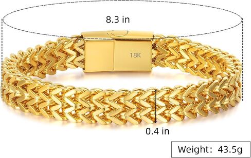 18K gold men's hip-hop Cuban chain solid 14K gold mesh bracelet Father's Day, birthday, Christmas gift in Saudi Arabia