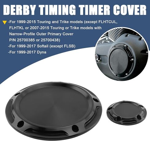 تغطية توقيت Derby تغطية توقيت تغطية شطبة لائحة لهارلي 1999-2015 Touring Electra Glides Road Road Road Kings Street Mlides Trikes 99-2017 Dyna Street Bob Softail Fat Breakout (Black) in Saudi Arabia