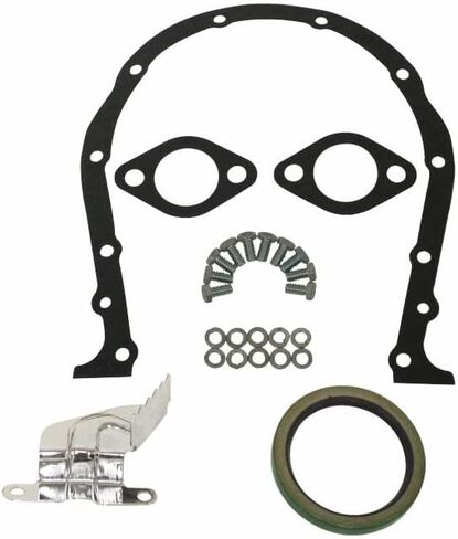 Compatible/Replacement for Chevy Big Block 396-402-427-454 Steel Timing Chain Cover Set w/Timing Tab - Orange in Saudi Arabia