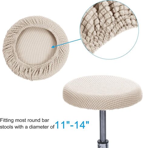 PATIKIL 11" Round Bar Stool Cover, 3 Pack Elastic Bar Stool Cover Washable Seat Cushion for Diameter 11"-16" Chair, Beige in Saudi Arabia