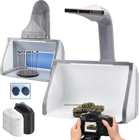 OPHIR Adjustable Airbrush Spray Booth with Dual Fans, 3 LEDs & 5.6ft Hose in Kuwait