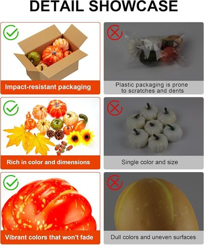 20pcs Halloween mini Artificial Craft Fake Pumpkin Decor，Fall Decorations with Pumpkins Acorn Pinecones Sunflowers for Halloween Fall Thanksgiving Decor Set Dining Table Living Room Party in Saudi Arabia