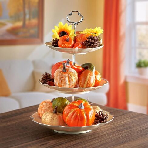 20pcs Halloween mini Artificial Craft Fake Pumpkin Decor，Fall Decorations with Pumpkins Acorn Pinecones Sunflowers for Halloween Fall Thanksgiving Decor Set Dining Table Living Room Party in Saudi Arabia