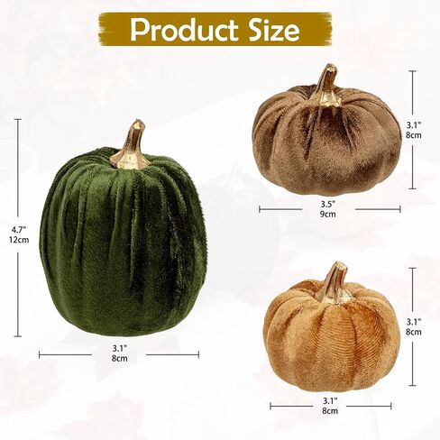 Artificial Velvet Pumpkins Fall Decor - 3 PCS Faux Fabric Foam Mini Orange Pumpkins DIY Decorative for Autumn Harvest Table Centerpieces Farmhouse Halloween Thanksgiving Wedding Home Decorations in Saudi Arabia