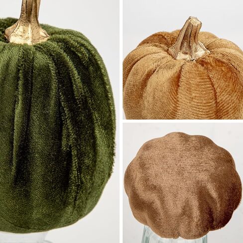 Artificial Velvet Pumpkins Fall Decor - 3 PCS Faux Fabric Foam Mini Orange Pumpkins DIY Decorative for Autumn Harvest Table Centerpieces Farmhouse Halloween Thanksgiving Wedding Home Decorations in Saudi Arabia