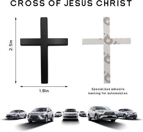 2 PCS Metal Christian Cross Emblem Stickers, 2.5"×1.8" Alloy 3D Car Cross Sticker Badge, Self-Adhesive Emblem Decal Decoration for Auto Trunk Tailgate Fenders, Car Exterior Decal (Silver) in Saudi Arabia