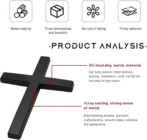 2 PCS Metal Christian Cross Emblem Stickers, 2.5"×1.8" Alloy 3D Car Cross Sticker Badge, Self-Adhesive Emblem Decal Decoration for Auto Trunk Tailgate Fenders, Car Exterior Decal (Silver) in Saudi Arabia
