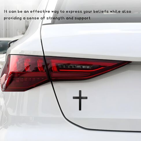 2 PCS Metal Christian Cross Emblem Stickers, 2.5"×1.8" Alloy 3D Car Cross Sticker Badge, Self-Adhesive Emblem Decal Decoration for Auto Trunk Tailgate Fenders, Car Exterior Decal (Silver) in Saudi Arabia