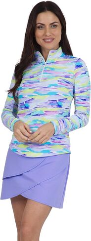 IBKUL Athleisure Wear Sun Protective UPF 50+ Icefil Cooling Jessie Print Long Sleeve Mock Neck Top – 10867 in Saudi Arabia