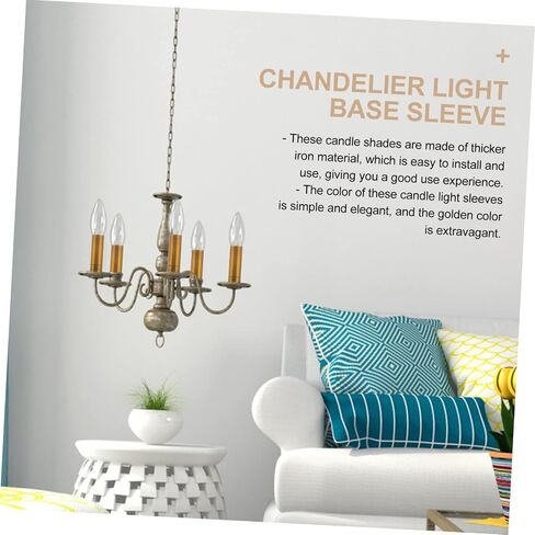 Chandelier Light Base Sleeve for DIY Crystal Chandelier 2pcs Candelabra Base Cover Sturdy Metal Lamp Tube Elegant Design for Home Decor in Saudi Arabia