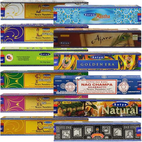 Satya Incense Sticks Variety Pack #3 and Incense Stick Holder Bundle with 12 Exclusive Fragrances in Kuwait