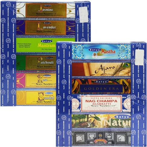 Satya Incense Sticks Variety Pack #3 and Incense Stick Holder Bundle with 12 Exclusive Fragrances in Kuwait