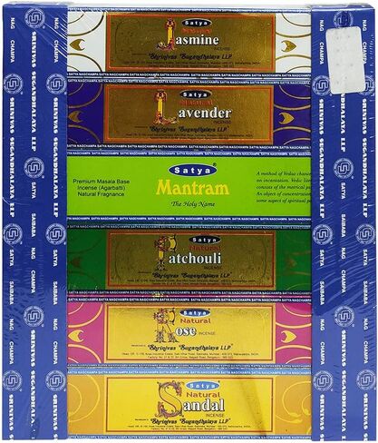 Satya Incense Sticks Variety Pack #3 and Incense Stick Holder Bundle with 12 Exclusive Fragrances in Kuwait