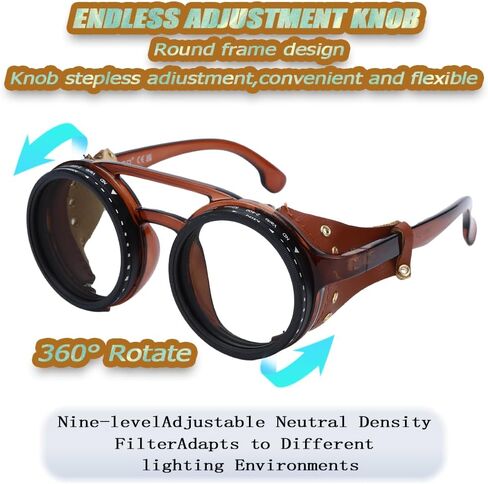 OUANGANC sunglasses, 9 gears adjustable, men's sunglasses UV protection, metal frame, universal for street shooting & fishing in Saudi Arabia