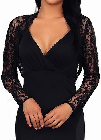 Latious Lace Bolero Shrugs for Dresses Formal Lace Jackets Long Sleeves Bridal Shrug for Women in Saudi Arabia