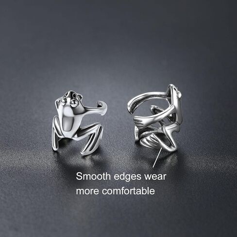 Silvercute 925 Sterling Silver Earrings for Women ، Silver Cat/Dinosaur/Devil Horn/Leaf/Snake/Skeleton Earlings Stud arics أو Ear Agufs in Kuwait
