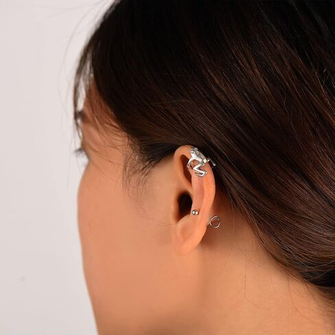 Silvercute 925 Sterling Silver Earrings for Women ، Silver Cat/Dinosaur/Devil Horn/Leaf/Snake/Skeleton Earlings Stud arics أو Ear Agufs in Kuwait