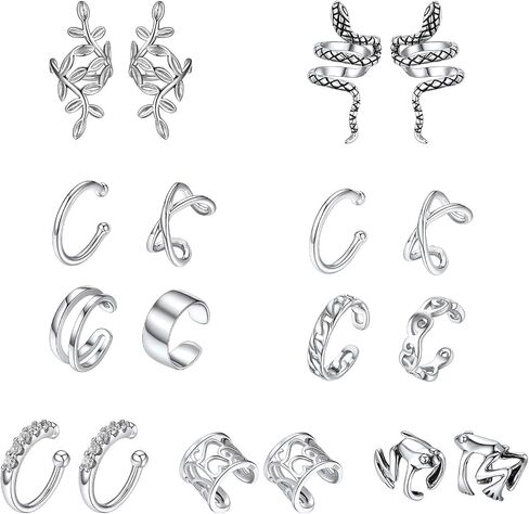 Silvercute 925 Sterling Silver Earrings for Women ، Silver Cat/Dinosaur/Devil Horn/Leaf/Snake/Skeleton Earlings Stud arics أو Ear Agufs in Kuwait