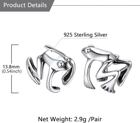 Silvercute 925 Sterling Silver Earrings for Women ، Silver Cat/Dinosaur/Devil Horn/Leaf/Snake/Skeleton Earlings Stud arics أو Ear Agufs in Kuwait