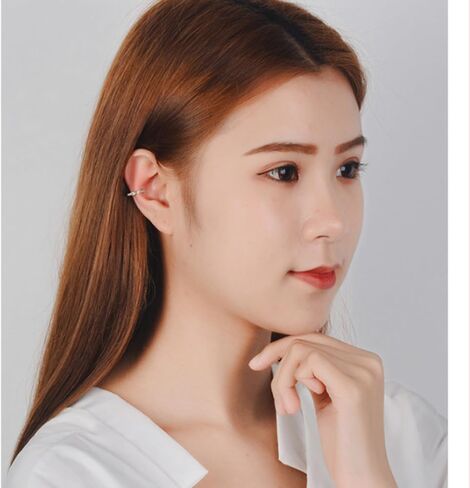 Fixura Ear Clips, Zafiller Ear Clip Non Piercing Ears Corrector Clips Thin Chunky Ears Cuffs Earrings Adjustable Sparkling Zirconia Huggie Fake Earrings for Women Men in Saudi Arabia