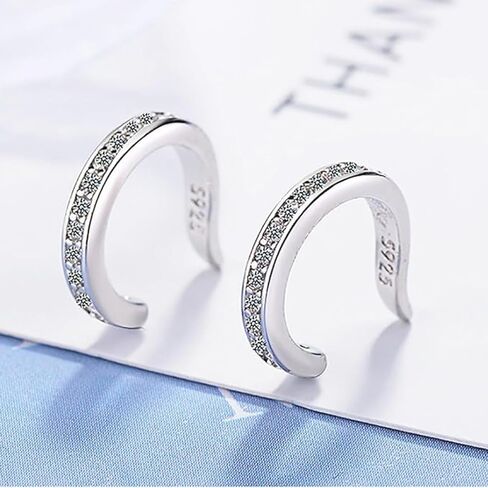 Fixura Ear Clips, Zafiller Ear Clip Non Piercing Ears Corrector Clips Thin Chunky Ears Cuffs Earrings Adjustable Sparkling Zirconia Huggie Fake Earrings for Women Men in Saudi Arabia