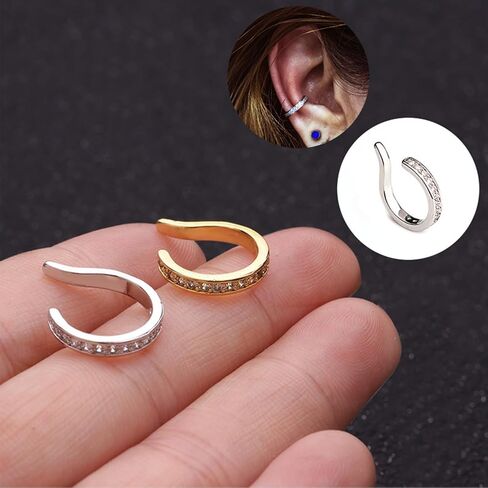 Fixura Ear Clips, Zafiller Ear Clip Non Piercing Ears Corrector Clips Thin Chunky Ears Cuffs Earrings Adjustable Sparkling Zirconia Huggie Fake Earrings for Women Men in Saudi Arabia