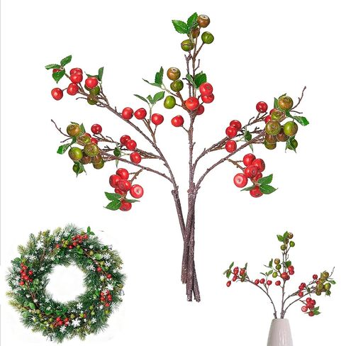 Fofowhat 21.65 بوصة من التوت عيد الميلاد ، 4 أجزاء من فروع التوت فو لأبقة عيد الميلاد ، فرع التوت الأخضر والأحمر مع ثمار اصطناعية نابضة بالحياة لزينة عيد الميلاد ، المزهرية ، الزفاف ، المائدة ، in Kuwait