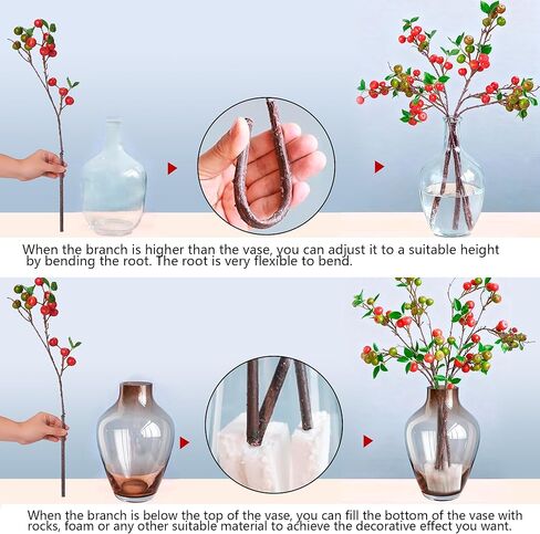 Fofowhat 21.65 بوصة من التوت عيد الميلاد ، 4 أجزاء من فروع التوت فو لأبقة عيد الميلاد ، فرع التوت الأخضر والأحمر مع ثمار اصطناعية نابضة بالحياة لزينة عيد الميلاد ، المزهرية ، الزفاف ، المائدة ، in Kuwait