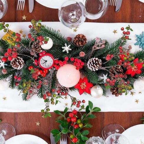 Fofowhat 21.65 بوصة من التوت عيد الميلاد ، 4 أجزاء من فروع التوت فو لأبقة عيد الميلاد ، فرع التوت الأخضر والأحمر مع ثمار اصطناعية نابضة بالحياة لزينة عيد الميلاد ، المزهرية ، الزفاف ، المائدة ، in Kuwait