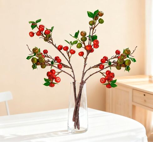 Fofowhat 21.65 بوصة من التوت عيد الميلاد ، 4 أجزاء من فروع التوت فو لأبقة عيد الميلاد ، فرع التوت الأخضر والأحمر مع ثمار اصطناعية نابضة بالحياة لزينة عيد الميلاد ، المزهرية ، الزفاف ، المائدة ، in Kuwait