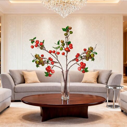 Fofowhat 21.65 بوصة من التوت عيد الميلاد ، 4 أجزاء من فروع التوت فو لأبقة عيد الميلاد ، فرع التوت الأخضر والأحمر مع ثمار اصطناعية نابضة بالحياة لزينة عيد الميلاد ، المزهرية ، الزفاف ، المائدة ، in Kuwait