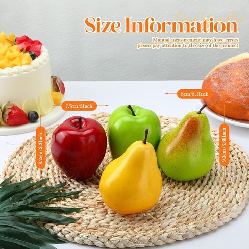 Norme 12 PCS Pears الاصطناعية والتفاح الفاكهة الكمثرى للديكور فو فواكه بني براون براون الفواكه لخريف عيد الشكر عرض لوحة المطبخ المنزل (الحصاد توهج) in Kuwait