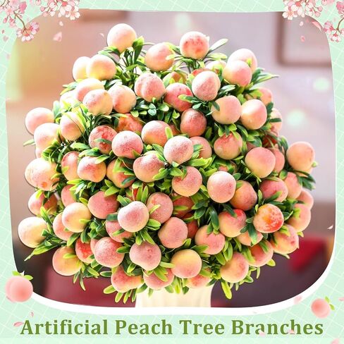 10 Pcs Fake Peach Branches 12.6 Inch Realistic Artificial Peach Fruits Bouquet with Leaves Fruit Decorations for Vase Home Decorations Baby Shower Party in Saudi Arabia