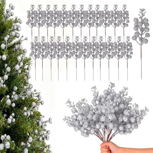 FOFOWHAT 21.65 Inch Christmas Berries Stems, 4 Pcs Faux Berry Branches for Christmas Wreath, Green and Red Berry Branch with Lifelike Artificial Fruits for Xmas Decoration, Vase,Wedding, Table Center in Kuwait