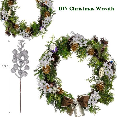 FOFOWHAT 21.65 Inch Christmas Berries Stems, 4 Pcs Faux Berry Branches for Christmas Wreath, Green and Red Berry Branch with Lifelike Artificial Fruits for Xmas Decoration, Vase,Wedding, Table Center in Kuwait