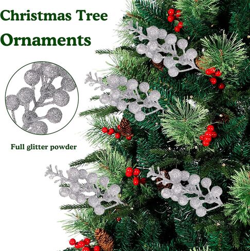 FOFOWHAT 21.65 Inch Christmas Berries Stems, 4 Pcs Faux Berry Branches for Christmas Wreath, Green and Red Berry Branch with Lifelike Artificial Fruits for Xmas Decoration, Vase,Wedding, Table Center in Kuwait