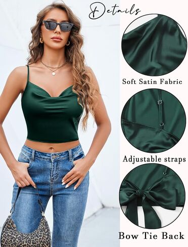 Avidlove Womens Silk Satin Camisole Y2K Tank Top Cowl Neck Cami Crip Trendy Out Out Out Tops in Saudi Arabia