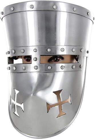 Armory Replicas™ 12th Century Crusader Pot Helmet – Battle Ready Steel Templar Helmet with Liner & Chin Strap for Reenactment, SCA, and Medieval Cosplay in Saudi Arabia