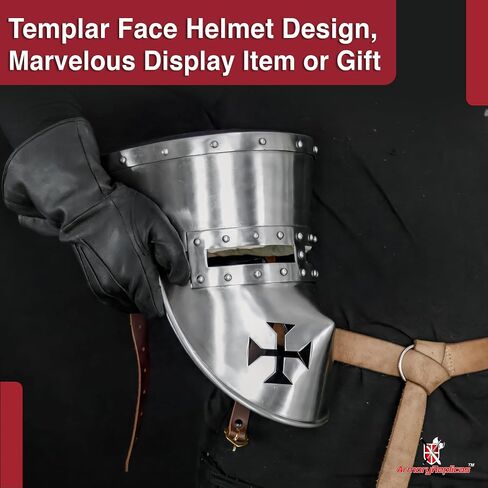 Armory Replicas™ 12th Century Crusader Pot Helmet – Battle Ready Steel Templar Helmet with Liner & Chin Strap for Reenactment, SCA, and Medieval Cosplay in Saudi Arabia