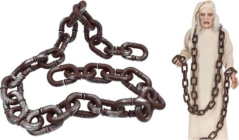 Nicky Bigs Novelties Large Halloween Plastic Chains Jumbo 72 Inch Fake Rusty 6 ft Plastic Linkable Decoration Prop Detachable Brown with Silver Large Chain Links Costume Accessory in Saudi Arabia