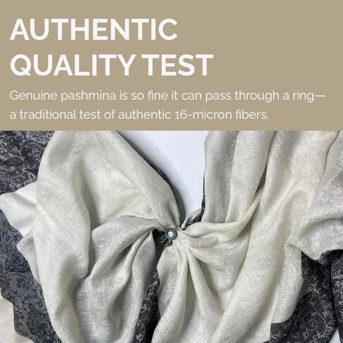 NPIA Certified 100% Pure Cashmere Pashmina Shawl for Women | Snow White with Slate Blue Paisley Border | Wedding Wrap in Kuwait