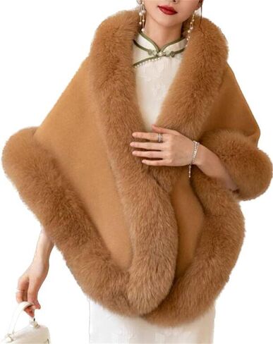 كيب-سوفيت دافئ الكشميري باشمينا صوف شال للسيدات فور الثعلب الحقيقي المشذبة in Kuwait