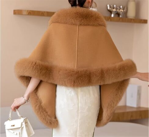 كيب-سوفيت دافئ الكشميري باشمينا صوف شال للسيدات فور الثعلب الحقيقي المشذبة in Kuwait