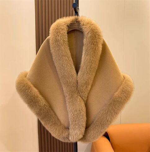 كيب-سوفيت دافئ الكشميري باشمينا صوف شال للسيدات فور الثعلب الحقيقي المشذبة in Kuwait