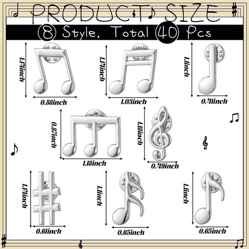 40 Pcs Music Lapel Pins Bulk Musical Note Brooch Set for Musical Party Favors Gifts Music Notes Enamel Pins for Backpack Suits Hats Scarfs Dress Bags Accessories in Saudi Arabia