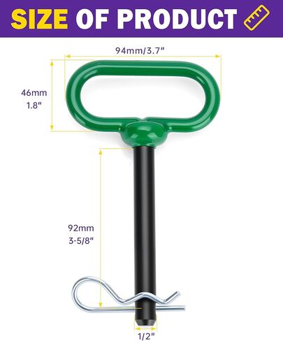 دبوس ومشبك وصلة مقطورة 1/2 بوصة، دبوس وصلة سحب 1/2 بوصة × 4 بوصة دبوس مقبض أحمر مطلي بالمطاط للجرارات والسحب وجزازة العشب وعربة الجولف والمركبة، ملحقات مقطورة دبوس البوابة شديدة التحمل بيد واحدة in Kuwait