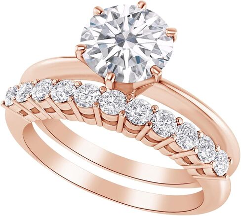 1-8 قيراط (CTW) الذهب الأبيض جولة مختبر مقطع Diamond Diamond Solitaire Sustded Band Bridal Set (Color E-F Clarity VS2-SI1) in Saudi Arabia